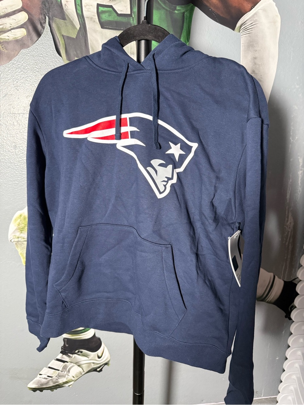 Nike Navy Blue Patriots Logo Hoodie with Red & White Accents
